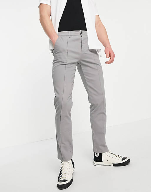 Trousers & Chinos slim chinos with pintuck in grey 