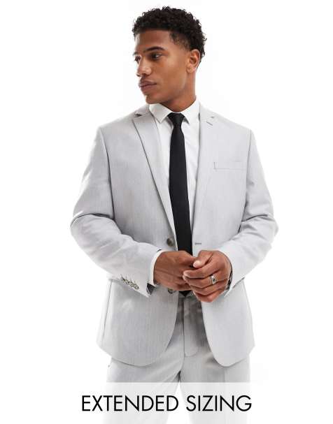 ASOS DESIGN - Slim colbert met visgraatmotief in grijs - view 1