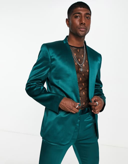 Green on sale satin suit