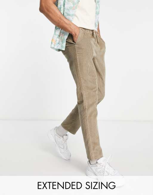 ASOS DESIGN tapered corduroy pants in gray