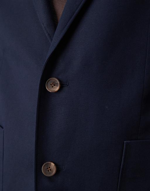 ASOS DESIGN slim cotton linen blend blazer in navy, 2 of 5