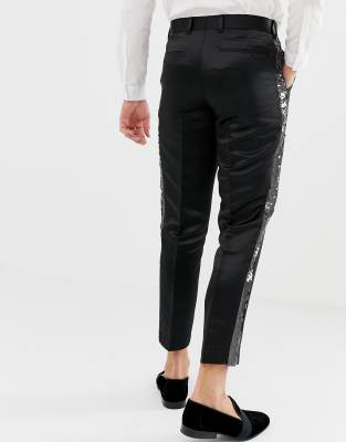 black pants with sequin stripe