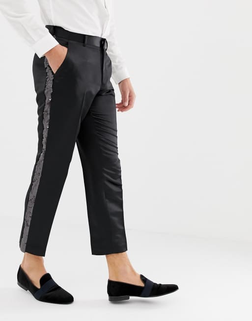 Black trousers with glitter cheap side stripe