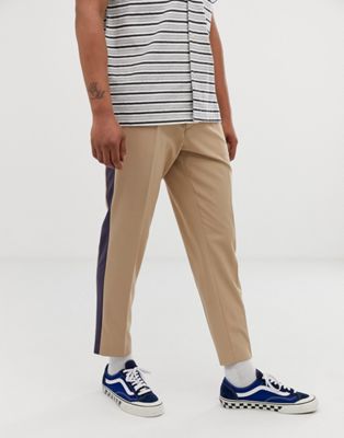 blue side stripe trousers