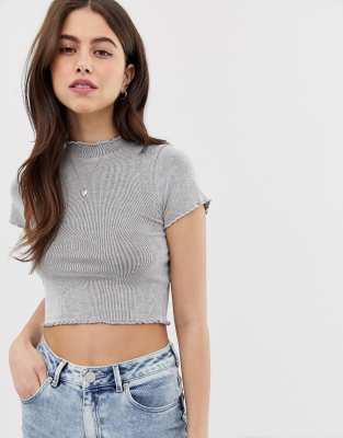grey t shirt crop top