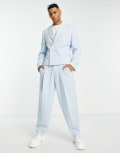 [ASOS DESIGN] ASOS DESIGN slim cropped suit jacket in blue puppytooth Chest 46 Regular Light blue