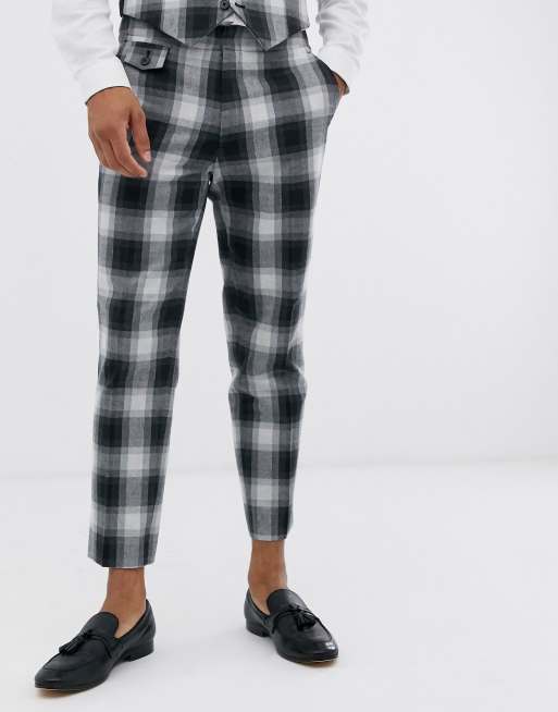 ASOS DESIGN slim suit in grey cotton check, 3 of 4