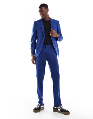Asos Design Slim Cropped Suit Pants In Royal Blue