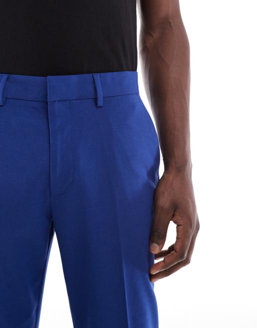 ASOS DESIGN slim cropped suit pants in royal blue