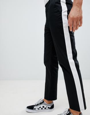 black white line pant