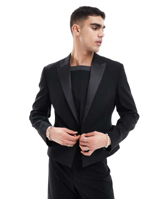 Cropped tuxedo jacket best sale