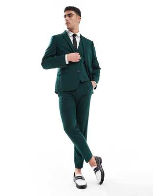 asos ASOS DESIGN slim dark green suit