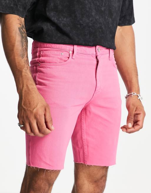 Hot pink denim sales shorts