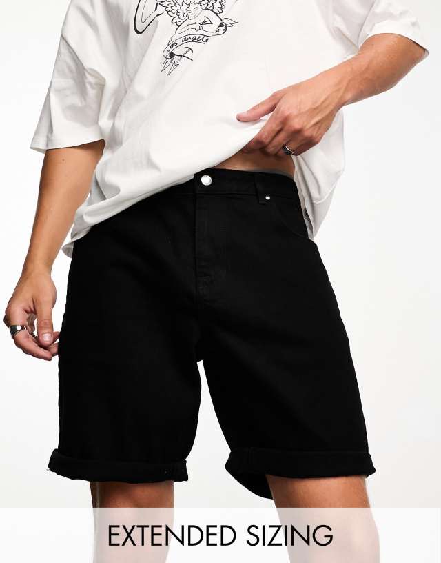 ASOS DESIGN slim denim shorts in black