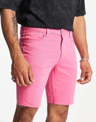 bright pink denim shorts