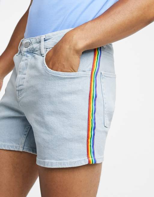 Rainbow stripe sale denim shorts