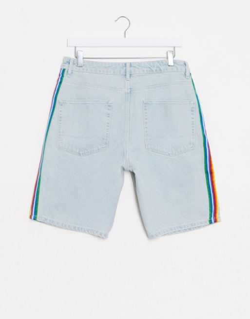 Jean shorts with sales stripe on side