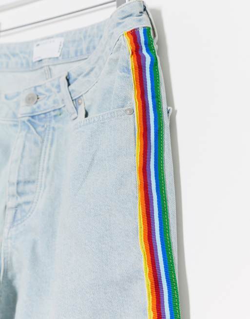 Jean shorts with rainbow hot sale stripe