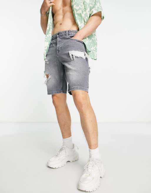 Asos mens denim shorts online