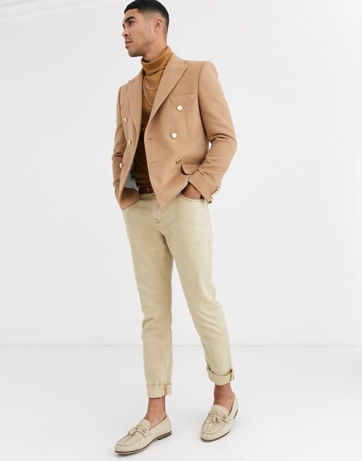 Asos Slim Fit Double Breasted Blazer With Gold Buttons, $117