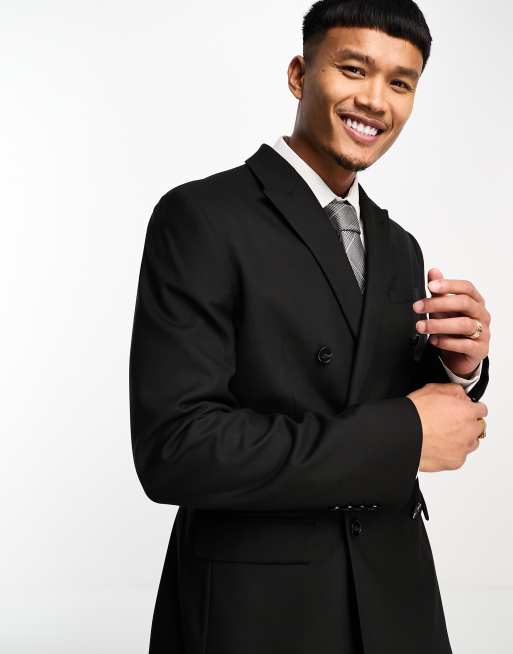 ASOS DESIGN double breasted tux suit blazer in black