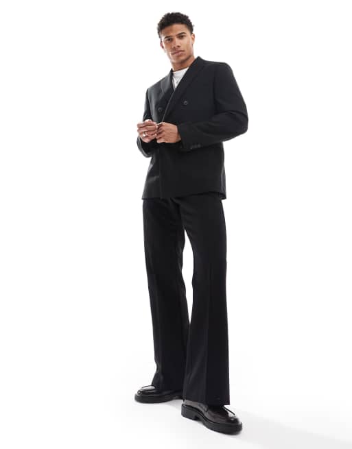 ASOS DESIGN slim double breasted suit jacket in black, 5 of 5