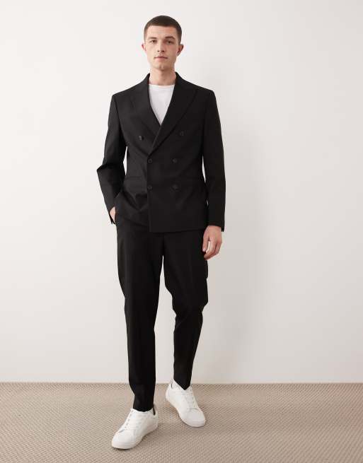 ASOS DESIGN slim double breasted suit jacket in black