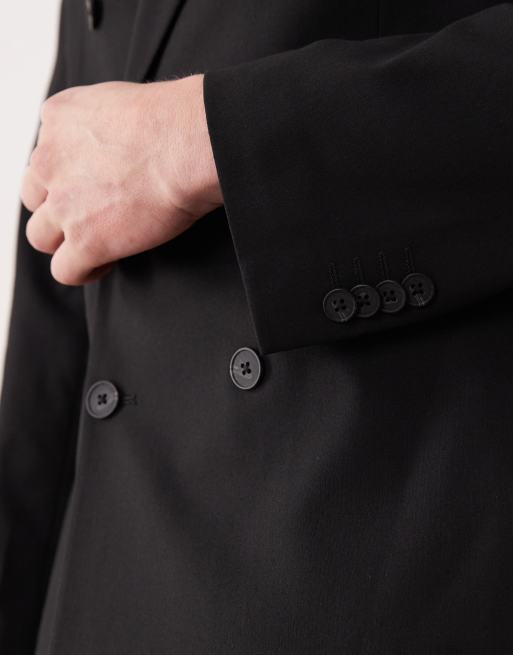 ASOS DESIGN slim double breasted suit jacket in black