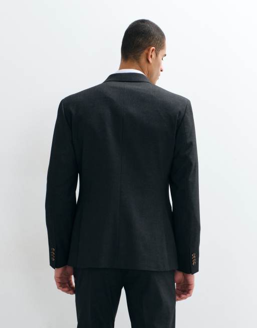 ASOS DESIGN slim double breasted suit jacket in charcoal, 5 of 5