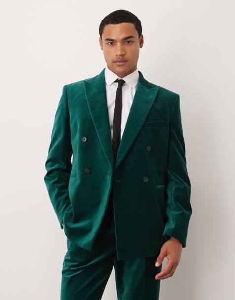 ASOS DESIGN slim double breasted suit jacket in cotton velvet - view 1