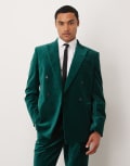 [ASOS DESIGN] ASOS DESIGN slim double breasted suit jacket in cotton velvet-Green Chest 36 Regular Emerald