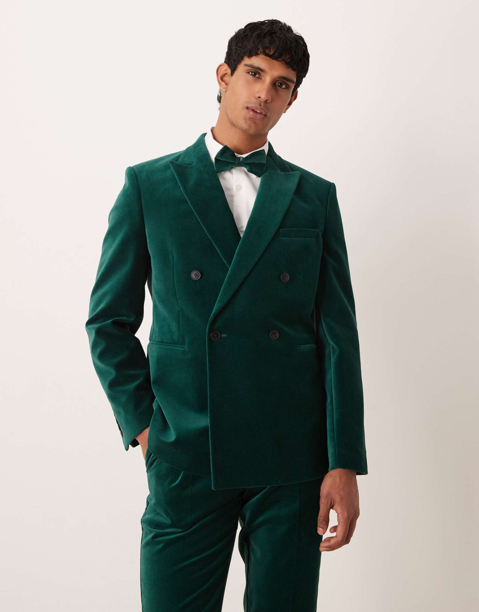 Приталенный двубортный пиджак от ASOS DESIGN из хлопчатобумажного бархата