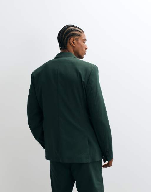 ASOS DESIGN slim double breasted suit jacket in dark green, 4 of 5
