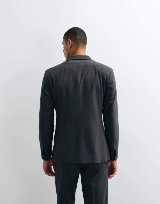 ASOS DESIGN slim double breasted suit jacket in dark grey, 5 of 5