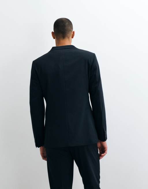 ASOS DESIGN slim double breasted suit jacket in dark navy, 4 of 5