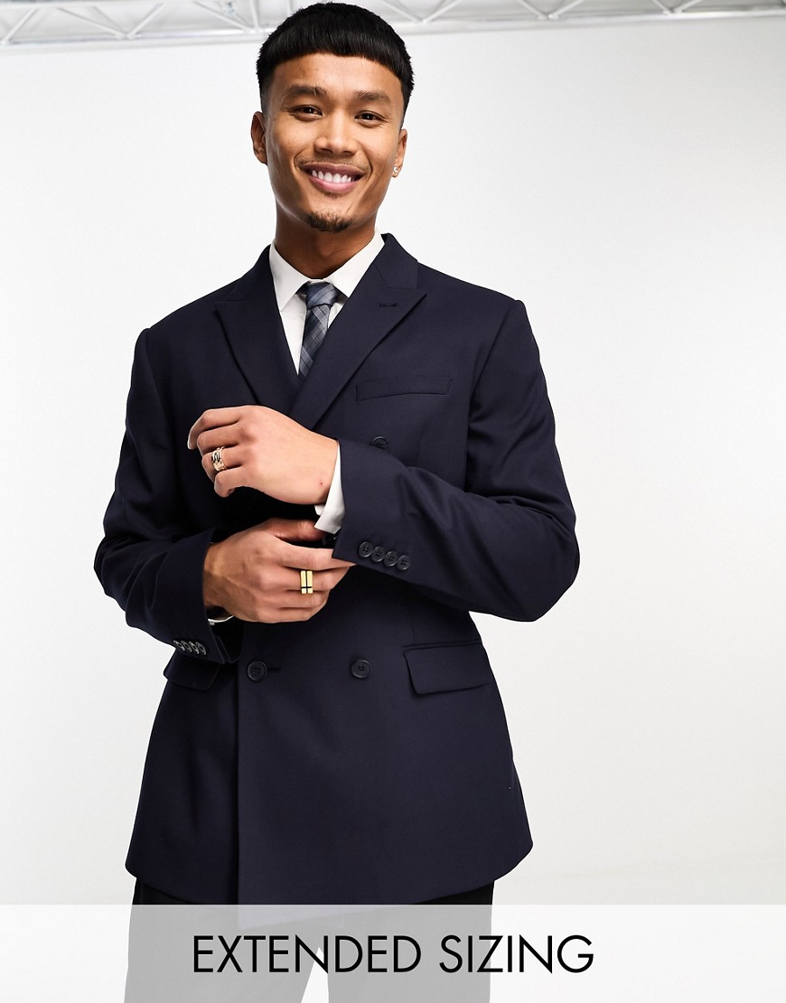 ASOS DESIGN slim double breasted suit jacket in navy