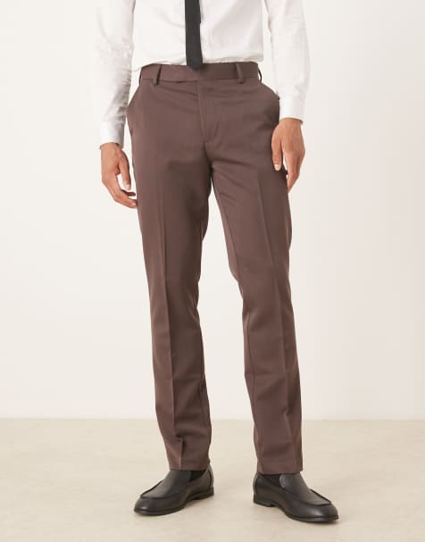 ASOS DESIGN slim dress pants in brown - view 1