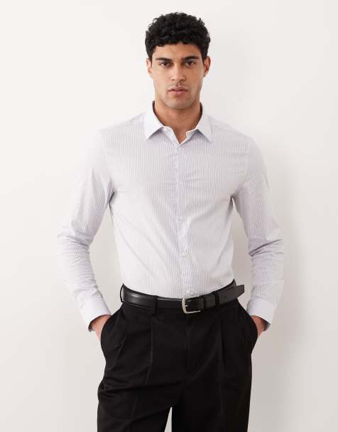 ASOS DESIGN slim dress shirt in multi stripes - view 1