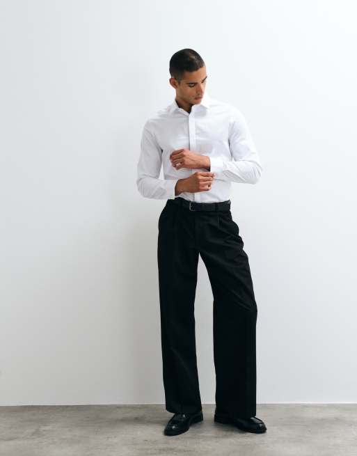 ASOS DESIGN slim easy iron stretch sateen shirt in white, 2 of 5