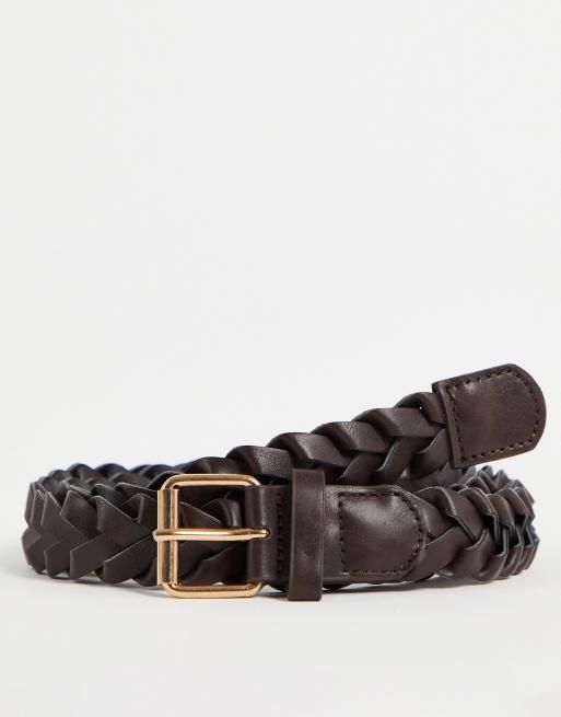 Brown Leather Braided Belt