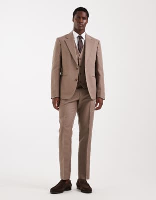 Slim-Fit-Anzughose aus Twill in Beige mit hohem Leinenanteil-Neutral Neutral 44 Regular