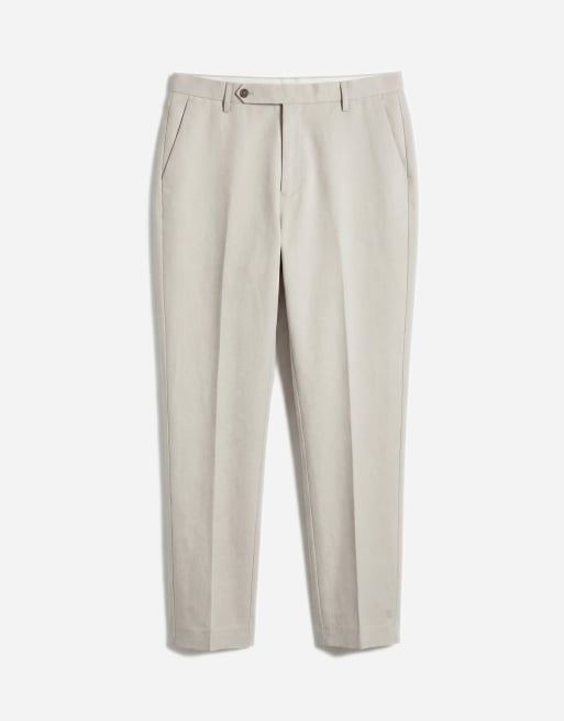 ASOS DESIGN – Slim-Fit-Anzughose aus Twill mit hohem Leinenanteil in Steinbeige, 6 von 12