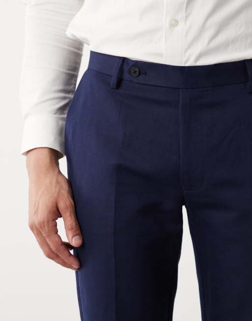 ASOS DESIGN – Slim-Fit-Anzughose in Schwarz aus Twill mit hohem Leinenanteil, 3 von 5