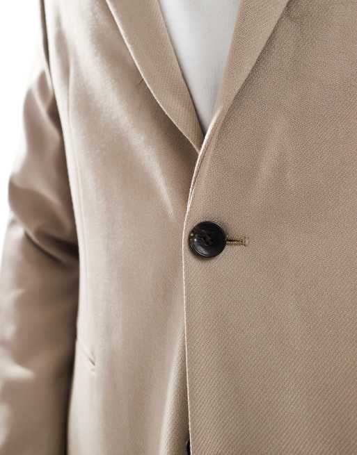 ASOS DESIGN – Slim Fit Anzugjacke aus Twill in Braun, 4 von 5