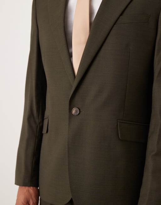 ASOS DESIGN – Slim-Fit-Anzugjacke in Olivgrün mit melierter Struktur, 5 von 5