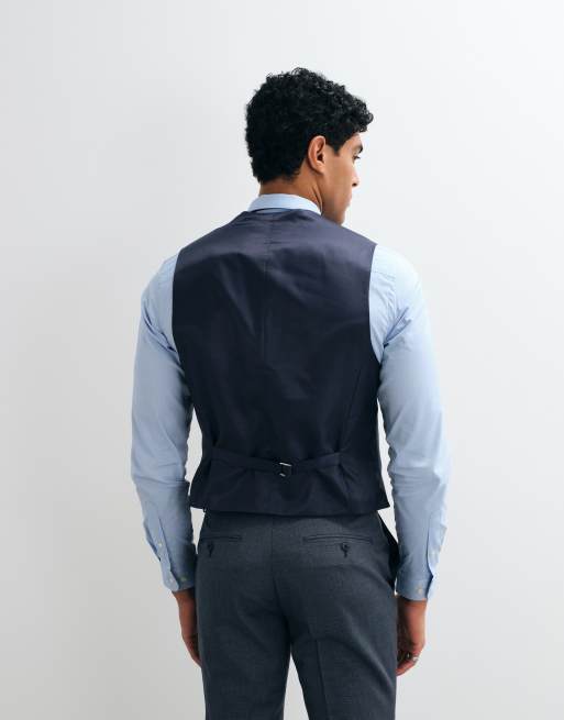 ASOS DESIGN – Slim-Fit-Anzugweste aus waschbarem Wollmix in Marineblau, 3 von 10