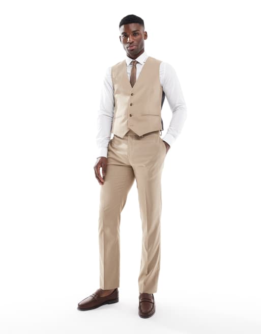 ASOS DESIGN – Slim Fit Anzugweste in Nerz-Braun, 4 von 5