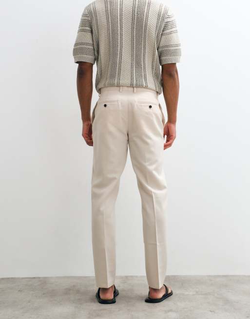 ASOS DESIGN slim-fit broek in ecru met persvouw, 5 van 5