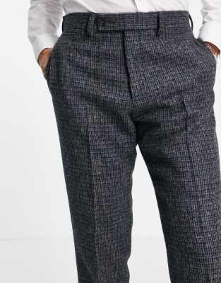 ASOS DESIGN - Slim fit broek van Harris Tweed van 100% wol met blauwe  micro-ruiten | ASOS