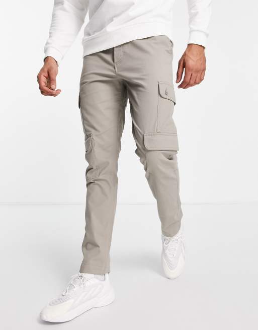 ASOS DESIGN slim fit cargo pants in washed khaki